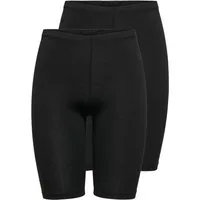 ONLY Radlerhose ONLLIVE – Radler im Doppelpack mit elastischem Rippbund (2er-Pack) unifarben, casual, slim fit, Web, Rundhals