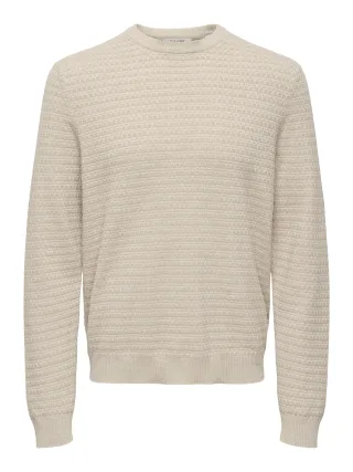 ONLY&SONS - ONSLOUI LS STRUCTURE CREW REG NOOS Oatmeal - Gr. - L