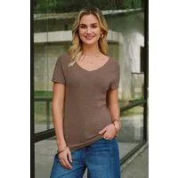 Arach&Cloz Kurzarmshirt Damen Kurzarm Strickpullover V-Ausschnitt Leichtes Atmungsaktives Business Casual Oberteil