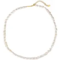 Hey Happiness Perlenkette mit weißen Süßwasserperlen, Collier 41-46 cm, 925er Silber Damen Halskette mit Perlen, Brautschmuck