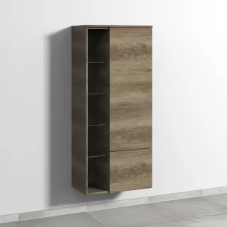 Sanipa 3way Stauraumschrank mit 1 Tür, 1 Auszug und offenen Fächern, Eiche-Nebraska SM18337