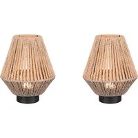 Reality Leuchten LED Tischleuchte, Dimmfunktion, LED fest integriert, Warmweiß, 2er SET kleine Boho Akku Leuchten kabel-los ohne Strom, Höhe 22cm