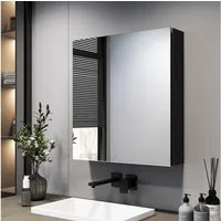 EMKE Spiegelschrank bad 60X65cm 2-türig Badezimmer Spiegelschrank Verstellbare Trennwand Schrank mit Doppelseitigem Spiegel