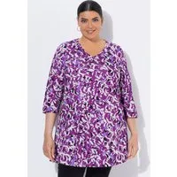 Ulla Popken Longshirt Longshirt grafischer Druck V-Ausschnitt 3/4-Arm