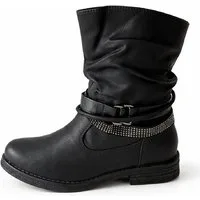 Pogolino 1573 Bikerboots Damen Biker Boots im Used Look leicht gefüttert mit Reißverschluss