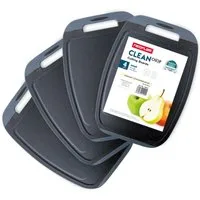 NEOFLAM® Schneidebrett BiJu Antibakterielles Frühstücksbrettchen Set, 4tlg. - Granitschwarz, Kunststoff (PP), (4-St)
