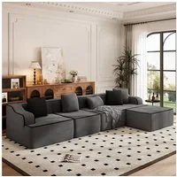 PHI VILLA Ecksofa, Boneless Couch 3-7 Sitzer, L Form Modulares Sofa Wohnzimmer Cord Keine Montage