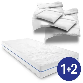 Ergonomische Matratze 180x200 cm 7-Zonen Supportho Premium, Höhe 18 cm, Härtegrad H2/H3 + 2 x CloudComfort Basic Mikrofaser Bettset 135 x 200 cm + 80 x 80 cm