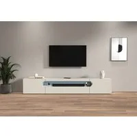 Home affaire Lowboard REAL TV-Möbel, 240 cm breit, 40/60 cm hoch, Hochglanz oder matt, mit 2 abgerundeten Türen, 1 Klappe, die ein ovales offenes Fach bilden