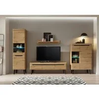 Home affaire Wohnwand Torge, Anbauwand, Schrankwand, Mediawand, Wohnzimmer-Set, (Set, 4-St), Lowboard: 160x 40x 50 cm