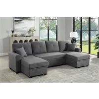 ATLANTIC home collection Wohnlandschaft Gerrit U-Form, Br. 282 cm Couch, Liegefl. 125x215 cm, mit Schlaffunktion, 2 Bettkästen & 2 Zierkissen