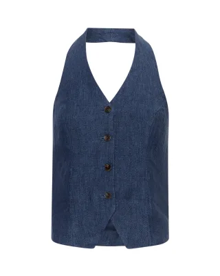 msch copenhagen - MSCHNaira Claritta Halterneck Waistcoat Oceana - Gr. - M