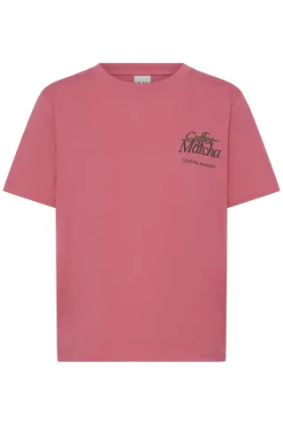 ICHI - T-Shirt mit Print pink - Gr. - XS
