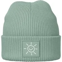 Neverless Strickmütze Beanie Patch Smile Sonne Aufdruck Positive Vibes Print Wintermütze