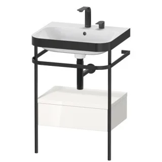 Duravit Happy D.2 Plus c-bonded Set mit Metallkonsole und Schubkasten Weiß Hochglanz 575x490x850 mm  HP4740E2222