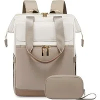 Toomoke Rucksack Rucksack Damen mit passendem Kosmetiktasche, Schultasche Teenager (Geräumiger City-Rucksack, praktisches Handgepäck für Flugreisen), wasserabweisender Laptoprucksack bis 15,6 Zoll für Büro & Reisen