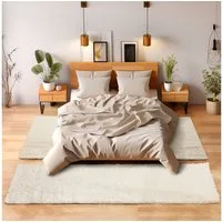 SIMPEX24 Hochflor-Bettumrandung Unicolor - Einfarbig, Höhe 30 mm, (Bett-Set, 3-tlg., Bettvorlage), Schlafzimmer Teppich Bettumrandung Läufer Set 3 teilig