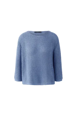 Oui - Pullover Glanzeffekt ocean blue - Gr. - 40