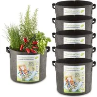 Zooprinz Pflanzkübel Pflanzsack Pflanztaschen 3er & 6er Sets 30 Liter 60 Liter (6 St), 260 g/m² Vliesstoff, Wasserabfluss, UV- und witterungsbeständig