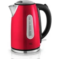 KHG Wasserkocher Wasserkocher WK-1707 in rot aus Edelstahl, 1,7 Liter, 1.7 l