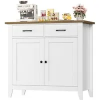 HOMECHO Buffet Sideboard Weiß Küchenschrank mit 2 Schubladen 2 Türen
