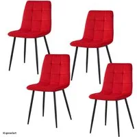 HTI-Living Polsterstuhl Esszimmerstuhl 4er Set Rot Mesa (Set, 4 St), Küchenstuhl mit Samtbezug