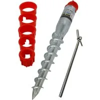 Domax Einschraub-Bodenhülse Einschraubbodenhülse Pfostenträger Schirmständer Schraubhülse 68x550mm, für Pfosten, Sonnenschirm, Wäschespinne, Einschrauben, (1-St), Adapter-Set inkl.