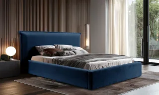 Polsterbett Doppelbett Bett AMADA 140x200cm in Stoff Pop Blau