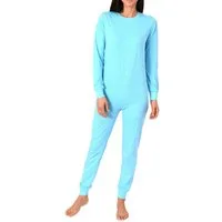Normann Pyjama Damen Pflegeoverall langarm Einteiler mit Reißverschluss am Rücken