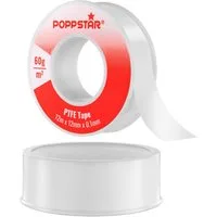 Poppstar Gewindedichtband PTFE 60g/m² FRp für Feingewinde, (1-St), Teflon-Dichtband für Gas & Wasser-Abdichtung 12m x 12mm x 0,1mm