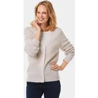 GOLDNER Strickjacke Kurzgröße: Elegante Strickjacke mit V-Ausschnitt Kurzjacke mit Rippstruktur, Knopfleiste und Langarm