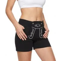 Steigenhöfer Manufaktur Lederhose Damen Lookalike - Kurze Jogginghose mit Kordelzug im Lederhosen Look Hotpants Jogging Damen Shorts Tracht - Oktoberfest Damen Outfit