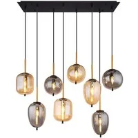 GLOBO LIGHTING Pendelleuchte, Leuchtmittel nicht inklusive, Hängeleuchte Deckenleuchte Pendellampe Messing-matt Amber-Glas