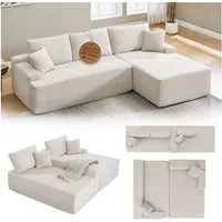 Juskys Ecksofa Coredo, Ecksofa, mit Rücken- & Dekokissen, Cordbezug, Modular platzierbar