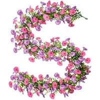 Kunstblumenstrauß 2 Stück Künstliche Hängepflanze Petunien Blumengirlande Hängend Deko, Agger, für Außen Innen Balkon Terrasse