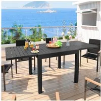 GUNJI Gartentisch Aluminium Ausziehbarer Gartentisch Balkonmöbel für 4 bis 10 Personen (1 Tisch, wetterfest, stabil, robust und langlebig, ideal für Garten & Terrasse), Flexibel erweiterbare Tischplatte (80/130 cm und 130/260 cm)