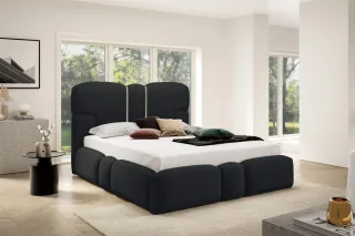 Polsterbett Schlafzimmerbett JORDAN 200x200cm in Stoff Doha Schwarz