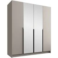 MIRJAN24 Kleiderschrank Santi II (mit vier Drehtüren) Kleiderstange, Metallgriffe, Frontspiegel