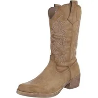 Ital-Design Eleganter Westernstiefel mit Stickerei für Damen Westernstiefel (89937884) Blockabsatz Stiefel in Hellbraun