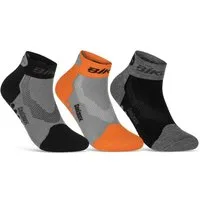 sockenkauf24 Funktionssocken Coolmax LED Fahrrad-Socken für Herren & Damen (Schwarz/Orange/Grau, 3-Paar, 43-46) Reflektor Radsport Socken 50303P WP