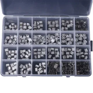 240PCS 24 Models Micro USB Connector Socket Jack USB Connectors USB Female Box Set for MP3 Gaming Console Cellular Phone
