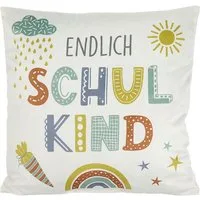 CEPEWA Dekokissen Kissen 'Endlich Schulkind' 40x40cm Polyester 280g Reißverschluss
