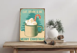 queence Alu-Dibond-Druck "Drink" Getränke  Weihnachten 1 Stk. tlg. Marshmallow, Christmas, Schild