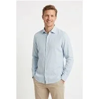Cinque Langarmhemd CISTEVEN Kentkragen, Regular Fit sommerlicher Leinen-Mix