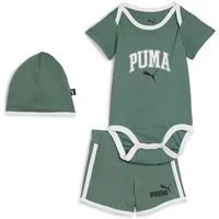PUMA Trainingsanzug MINICATS CLASS BORN 3-PIECE SET INF (2-tlg), 3-teiliges Set mit Body, Shorts und Accessoire, sportlicher Stil