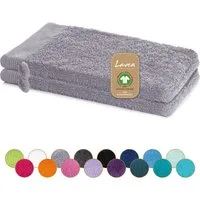 Lavea Waschhandschuh Bali Waschlappen 16x22 cm, Waschhandschuhe, kleine Handtücher, Weiches Bio-Baumwollfrottee (Set, 2-St), Gesichtshandtücher, GOTS-zertifiziert, extra saugstark mit 500g/m²