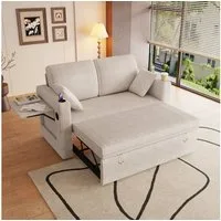 Odikalo 2-Sitzer Schlafsofa Eckcouch mit Schlaffunktion Getränkehalter und Kissen, Modernes Multifunktionssofa Schlafsofa Doppelsofa mit verstellbarer Rückenlehne geeignet für Wohnzimmer Schlafzimmer Wohnung usw.