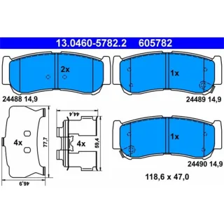 ATE Bremsbel?ge hinten Hyundai Santa Fe 2