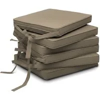 Beautissu Stuhlkissen 6er Set Loft SK Stuhlkissen Taupe, 45x40x5cm, Stuhlpolster mit Bändern Sitzkissen für Stühle, rutschfest