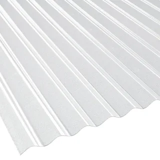 Polycarbonat Lichtplatte | Wellplatte | 76/18 | 1,4 mm | Breite 900 mm | gekräuselt | glasklar